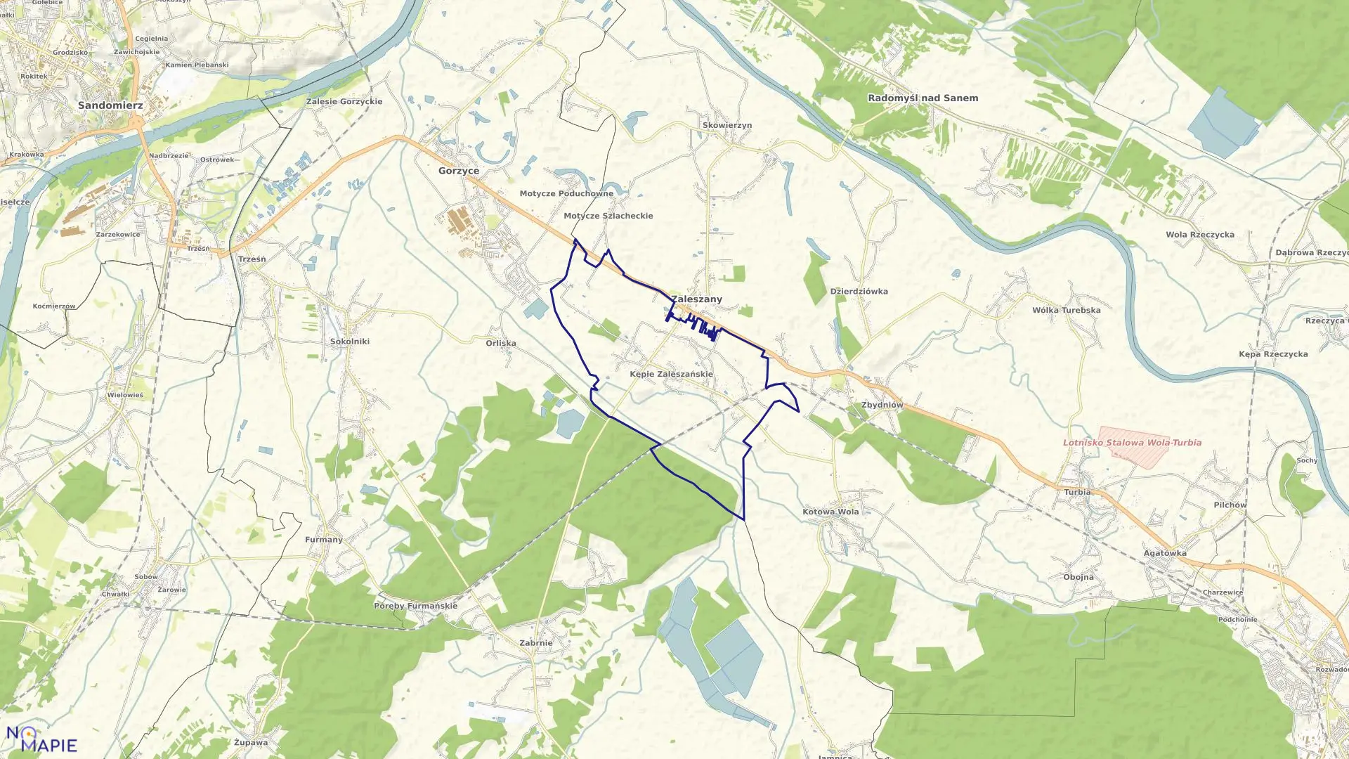 Mapa obrębu Kępie Zaleszańskie w gminie Zaleszany