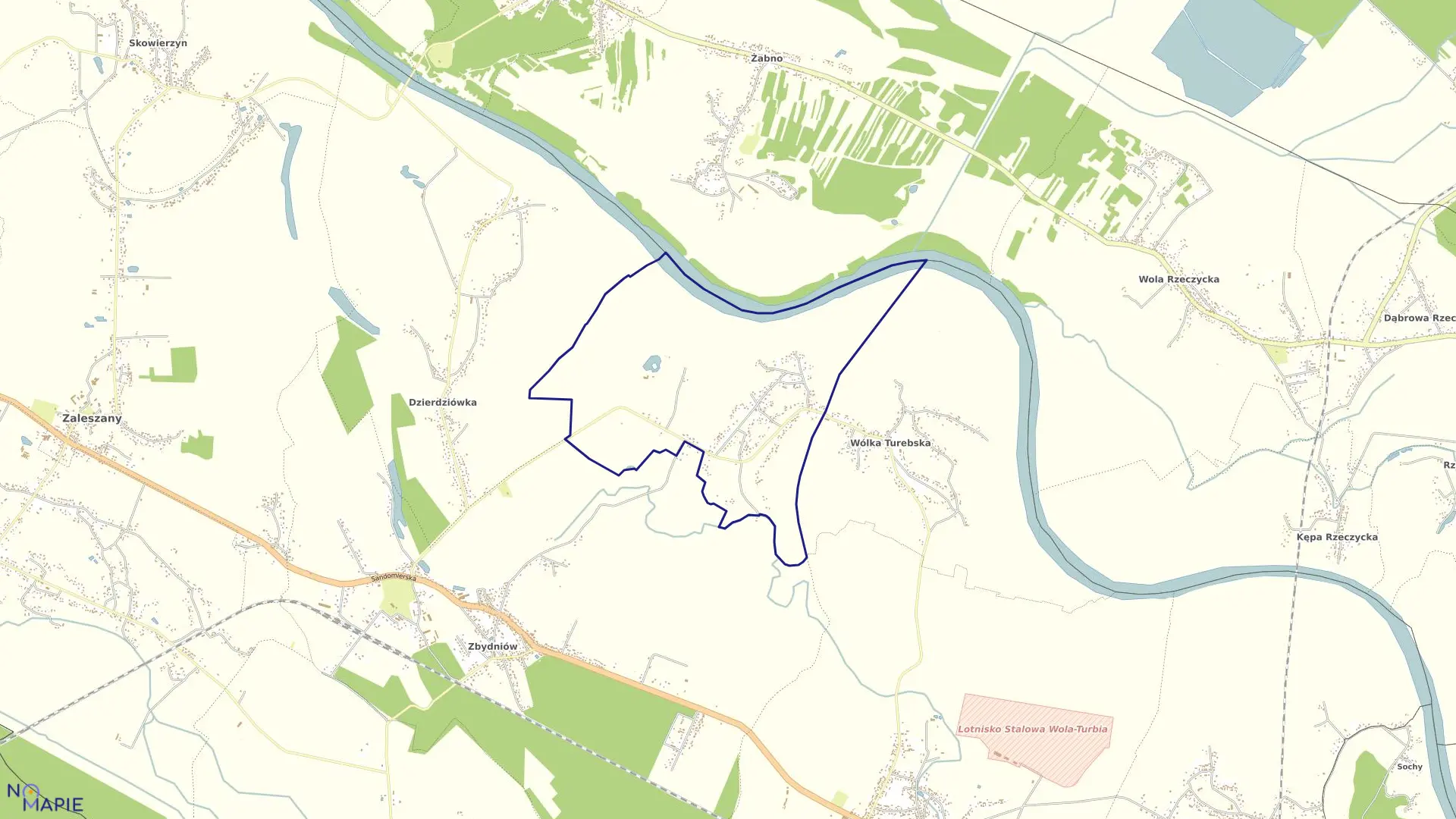 Mapa obrębu Majdan Zbydniowski w gminie Zaleszany