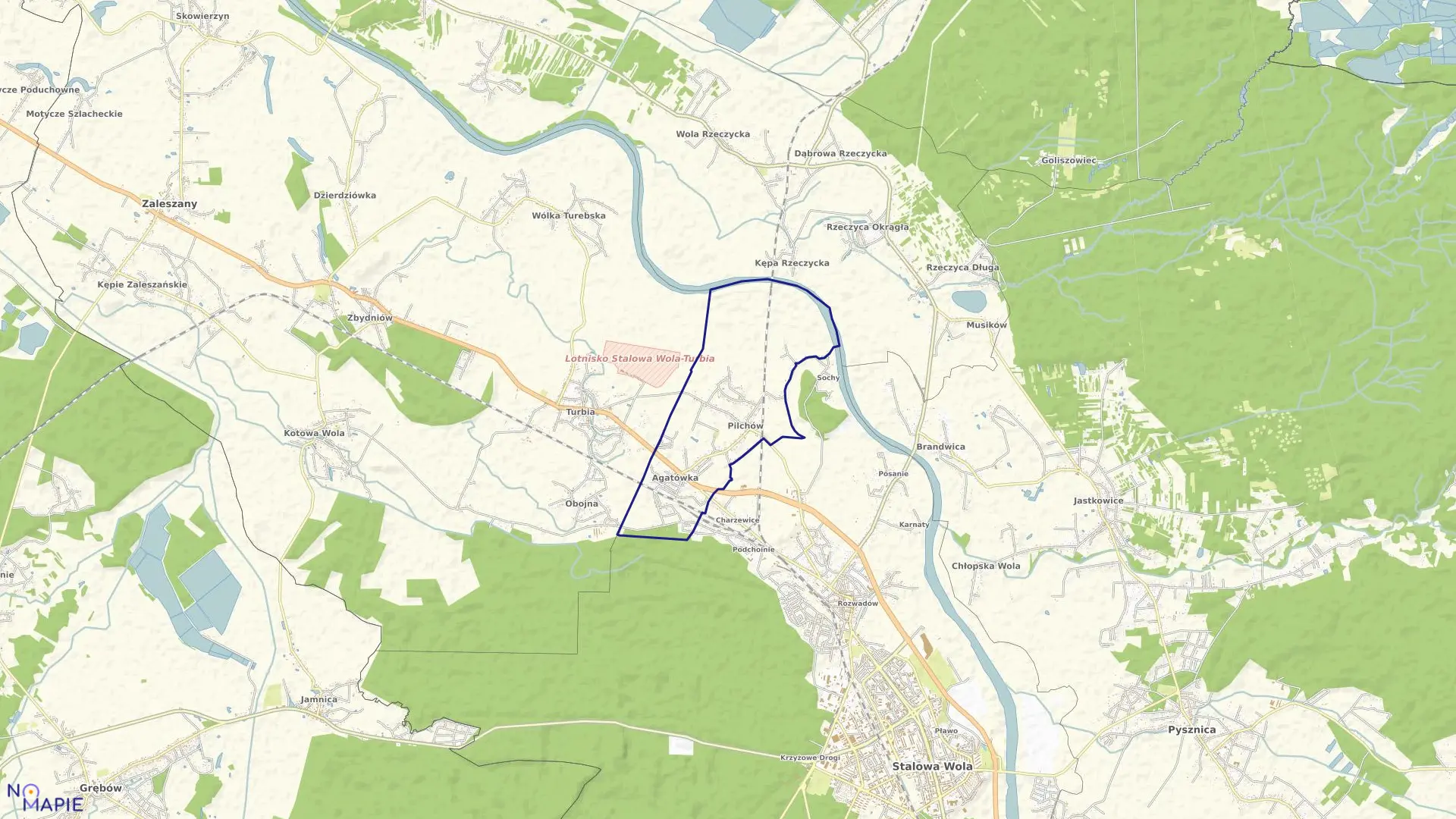 Mapa obrębu Pilchów w gminie Zaleszany