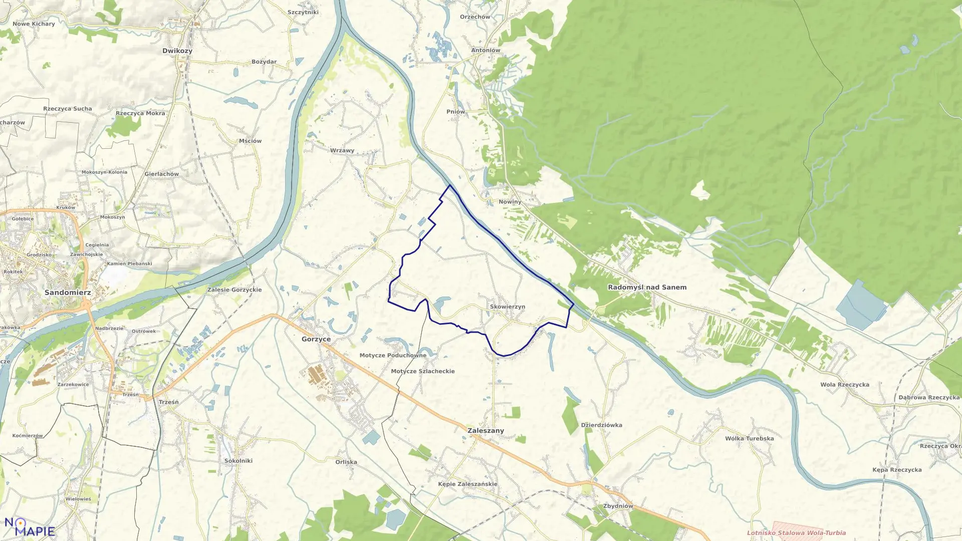 Mapa obrębu Skowierzyn w gminie Zaleszany