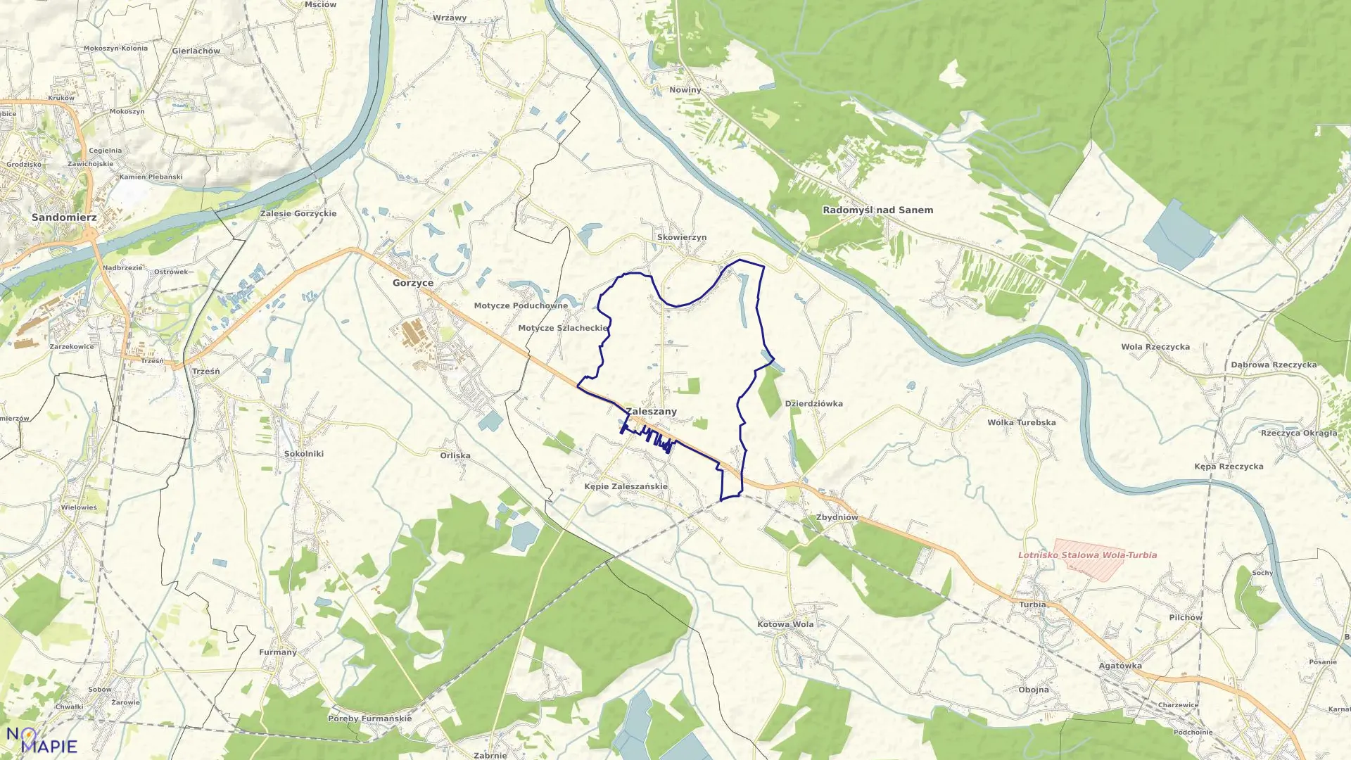 Mapa obrębu Zaleszany w gminie Zaleszany